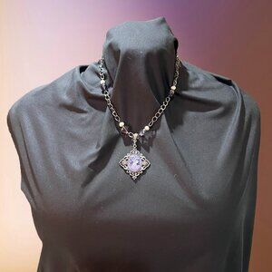 Costume Beaded and Pearl Cameo Filagree Necklace